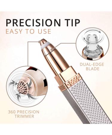 2-in-1 Rechargeable Eyebrow Trimmer & Facial Hair Removal Razor for Women | Painless with LED Light | Ideal for Face, Lips, Nose | Portable & Easy to Use - Buy Online on GoSupps.com