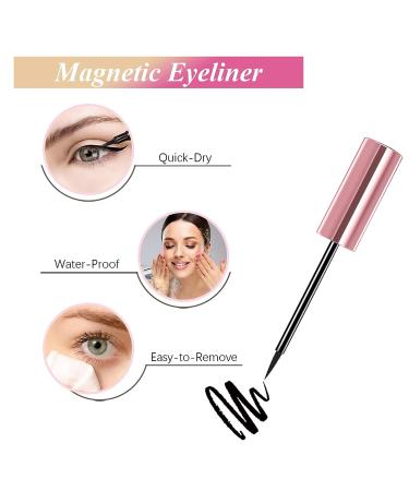 VESHELY Natural Magnetic Eyelashes with Eyeliner - 3 Pairs 3D Short Magnetic Eyelash Set for Natural Look - No Glue Needed - Buy Online on GoSupps.com