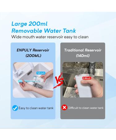 ENPULY Cordless Water Flosser - Portable Teeth Cleaner with 3 Modes 5 Pressure Levels IPX7 Waterproof Rechargeable Oral Irrigator for Braces & Tooth Care - Black - Buy Online on GoSupps.com