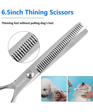 Topgoose 6-Piece Dog Grooming Scissors Set with Safety Round Tip - Professional Tools for Pet Cats Dogs - Curved, Thinning, Straight Scissors, Comb, Nail Clipper, Nail File - Buy Online on GoSupps.com