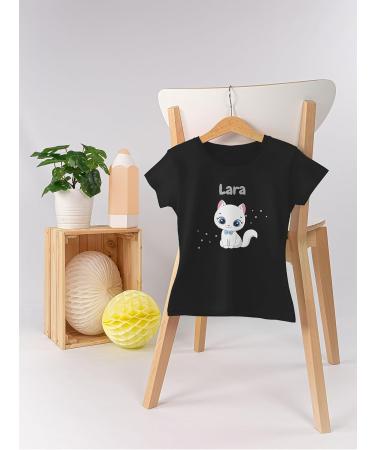 Personalized Cat T-Shirt for Girls - Cute Custom Gift by Shirtracer - Black Cat Design (Kids 116) - Buy Online on GoSupps.com