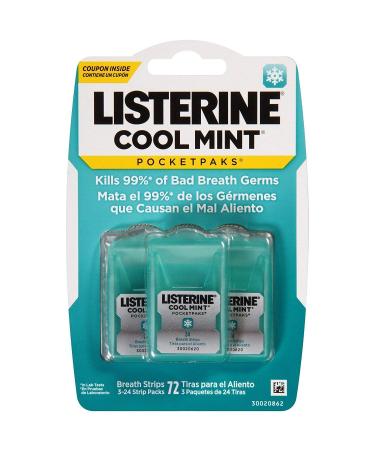 Listerine Cool Mint Pocketpacks Breath Strips 288 Ct. (Pack of 4)