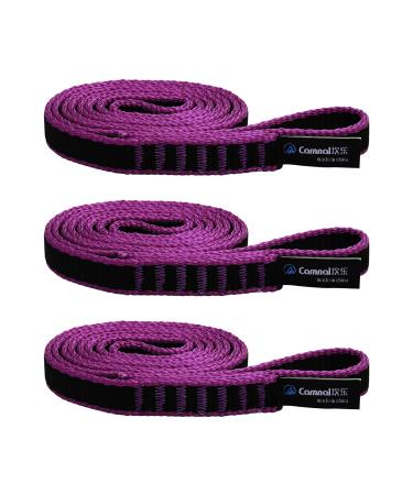 CAMNAL Climbing Sling UIAA CE Certified 16mm Nylon Sling 22KN(4840 lb) Climbing Sling 24-87in (60-220cm) Blue/Yellow/Purple 1/2/3 Pack (32 in/80 cm 3 Pack Purple) Purple 32 in/80 cm 3 pack