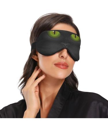 Kaskirky Light Blocking Eye Mask for Business Travel & Meditation - Adjustable for Men and Women, Deep Sleep Comfort, Fat Cat Green Eye Design - Buy Online on GoSupps.com