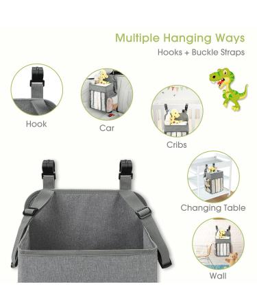 Changing Table Diaper Organizer - Baby Hanging Diaper Stacker Nursery Caddy Organizer for Cribs Playard Baby Essentials Storage (Gray) Grey - Buy Online on GoSupps.com