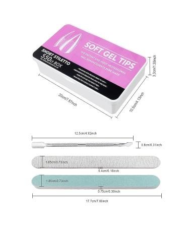 Freeorr 550 Pcs Soft Gel Full Cover Nail Tips Set with 2 Nail Files and Cuticle Pusher - Clear Acrylic Full Cover Fake Nails Kit in Box - Short Stiletto Press On Nails for Soak Off Extensions - Buy Online on GoSupps.com