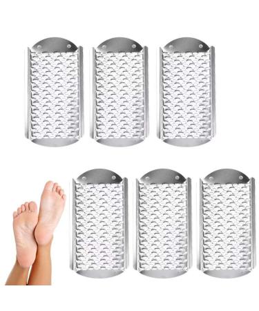 Paddsun 6Pcs Foot File Callus Remover Replacement Blades Pedicure Rasp Detachable Foot Scrubber Hard Skin Remove Stainless Steel Big Hole for Wet and Dry Feet