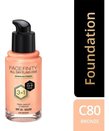 Max Factor Facefinity 3-in-1 All Day Liquid Foundation SPF 20 - 80 Bronze 30ml - Buy Online on GoSupps.com