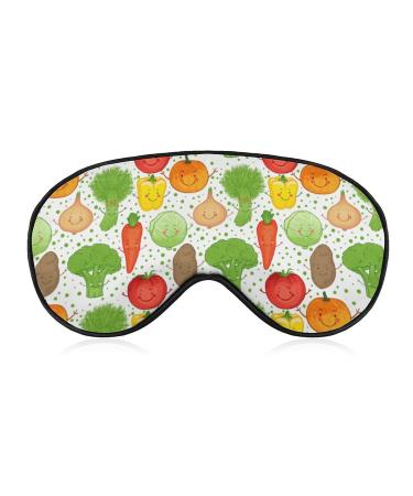 Cute Funny Vegetables Sleep Mask for Women Adjustable Sleeping Eye Shades Cover with Elastic Strap