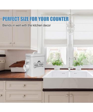 Vumdua Pet Treat and Food Storage Container - Airtight Dog Food Container with Scoop, Farmhouse Design, White - Perfect Gift for Dog Owners - Buy Online on GoSupps.com