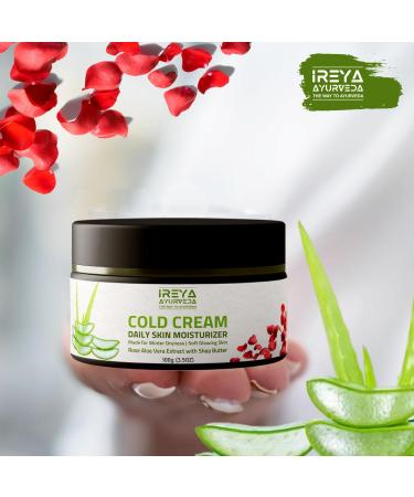 Cold Cream 100g - Moisturizing Rose & Aloe Vera Cream | Vegan Cruelty-Free | Protects from Dryness & Maintains Natural Moisture - Irey Ayurveda - Buy Online on GoSupps.com