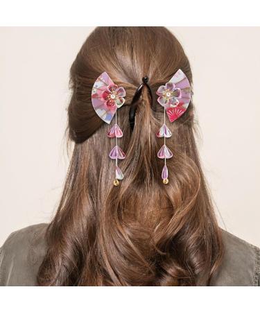 Gadpiparty 1 Pair Hair Jewelry Hair Clips for Girls Japanese Style Barrette Flower Tassel Hairpin Fan Barrettes Hair Accessories for Girls Hair Clips for Thick Hair Bride Decorate Metal Cloth - Buy Online on GoSupps.com