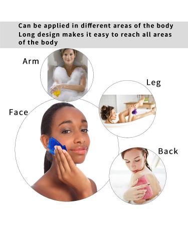 African Exfoliating Net Sponge Set - 4PCS Bath & Body Scrubber for Daily Exfoliation - Long Nylon Shower Sponge in Blue, Black, Yellow & Purple - Buy Online on GoSupps.com