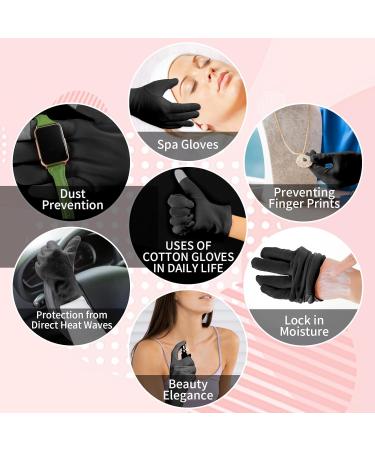 Dimeho 2 Pairs Moisturizing Gloves Touch Screen Cotton Spa Lotion Glove Overnight Bedtime Skin Care Gloves Eczema Glove for Dry Chapped Hands Women Beauty (White + Black) - Buy Online on GoSupps.com