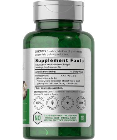 Ultra Potent Odorless Garlic Softgels | 200 Count | Non-GMO & Gluten Free by Horbaach - Buy Online on GoSupps.com