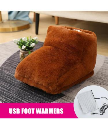Zceplem Heated Foot Warmer - Cozy Under Desk Slippers | Rechargeable Heating Pillows for Men & Women | Thickened Comfort at Home & Work | Brown - Buy Online on GoSupps.com