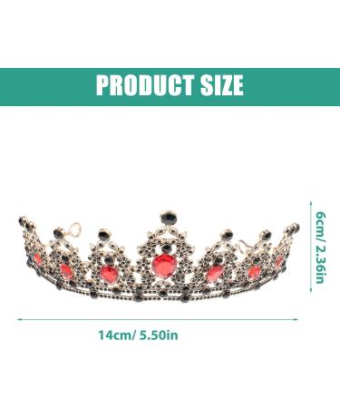 Shop Lurrose Vintage Black Tiara & Crown Headband - Strass Princess Crown for Weddings & Girls - Classic Queen Headdress in Red - Buy Online on GoSupps.com