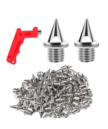 DDKY 50 pieces 5mm Spike-N gel Sport Shoes Pyramid Replacement Spikes Field Training screw with spike key Tool for athletics track sprint.
