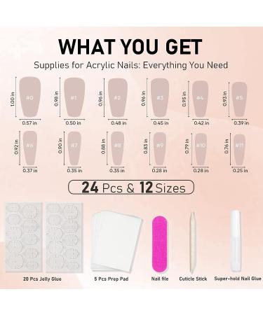 Medium Coffin Square Rhinestone Stripe Gel Press on Nails for Women - 24pcs Reusable French Stripe False Nails with Glue Kit - Buy Online on GoSupps.com