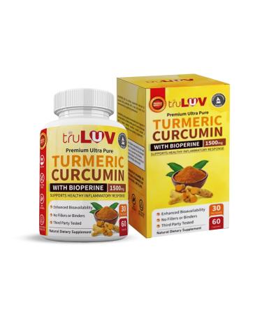 Turmeric Curcumin with Bioperine Ginger Supplement 1500mg 60 Capsules Natural Dietary Supplement for Health Non-GMO | Gluten Free