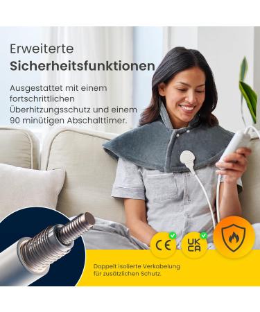COSI Home Heating Pillows | Automatic Switch-Off | Ultra Soft Flannel | 3 Heat Levels & Remote Control | Ideal for Back Shoulder & Neck Relief | 60x62cm (Gray) - Buy Online on GoSupps.com