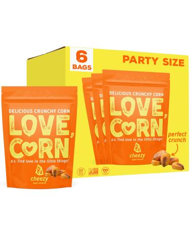 LOVE CORN Cheezy | Delicious Crunchy Corn Cheese Snack | 4oz x6 bags | Non-Dairy Non-GMO Gluten-Free Plant Based Low-Sugar 4 Ounce (Pack of 6)
