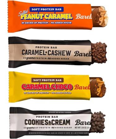 Nutritional Protein Bars Bundle with Barebells Low Sugar High Protein Variety Pack 55g Each Soft and Crunchy Chocolate Snack Including 1 x Wishesla Effortles Zip Bag - Buy Online on GoSupps.com