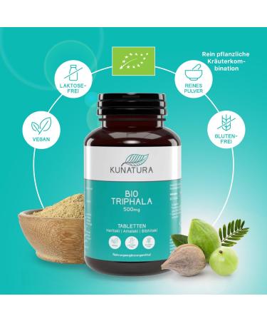 Buy Kunatura Bio Triphala - 300 High-Dose Tablets (500mg) - 100% Natural Lab-Tested Made in Germany - Amalaki Bibhitaki Haritaki - Buy Online on GoSupps.com