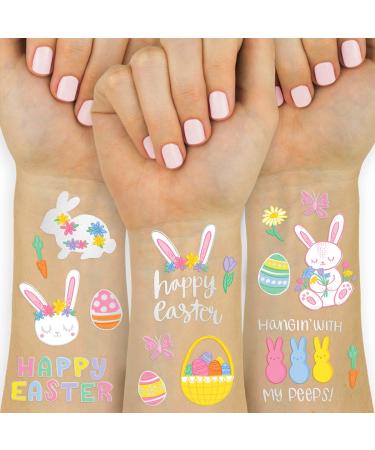 xo  Fetti Easter Party Supplies Temporary Tattoos - 48 Glitter Styles | Easter Bunny Decorations  Easter Basket  Easter Eggs Activity