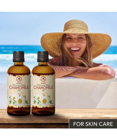 Chamomile Oil 2x100ml - Premium Chamomilla Recutita Extract for Skin Hair & Nail Care - Nourishing Carrier Oil for Beauty & Body Care - Buy Online on GoSupps.com