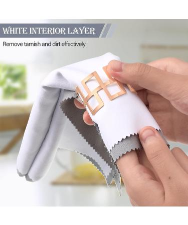 8-Piece Large Jewelry Polishing Cloth Set for Gold, Silver, Platinum - 11 x 14 Inch and 6 x 8 Inch - Grey/White - Buy Online on GoSupps.com