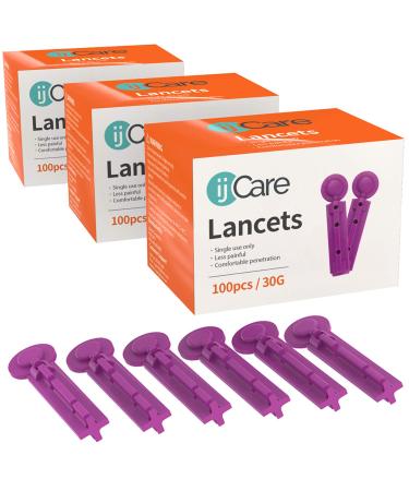 ijCare 30g Lancets for Blood Testing (300pcs)  Fits Any Standard Lancet Devices and Diabetic Lancing Device in Our Blood Sugar Test Kit Affordable Diabetic Supplies/Finger Pricker (3)