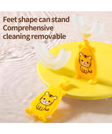 Cartoon Kids U-Shaped Toothbrush - Food Grade Soft Silicone Brush Head 360 Oral Teeth Cleaning Design for Toddlers and Children 2-7Years/8-12Years Yellow 8-12Y 1 count (Pack of 1) Yellow - Buy Online on GoSupps.com
