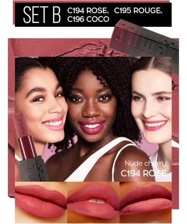3 Pack Matte Lipsticks Embossed Velvet Matte Lipstick Moisturizing Oily Non-Fading - Buy Online on GoSupps.com