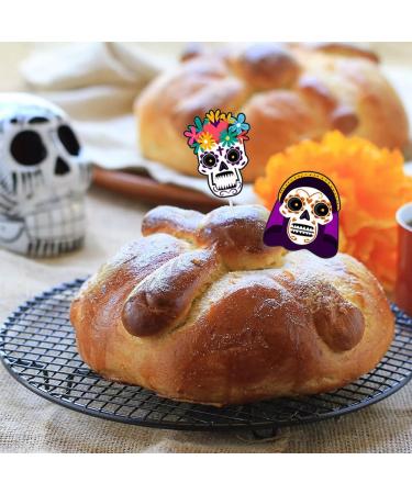 Sugar Skull Cupcake Topper Day of the Dead Cake Topper Mexican Fiesta Decoration(24 PCS) - Buy Online on GoSupps.com