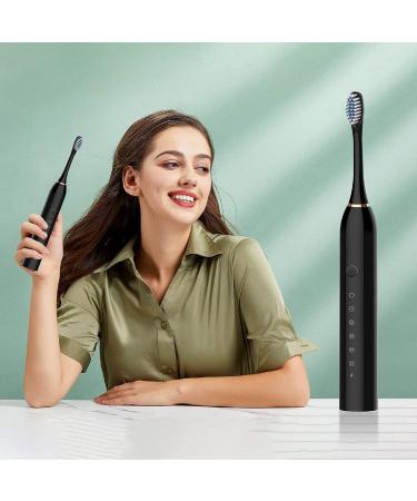 Sonic Electric Toothbrush USB Rechargeable with 4 Heads, 6 Modes & Timer - IPX7 Waterproof for Adults & Kids (Black) - Buy Online on GoSupps.com