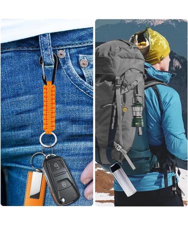 Viviihoo Paracord Keychain Set - 3 pcs Black Orange Camouflage | Carabiner Hooks & Braided Lanyard for Camping Hiking & Survival - 15.6cm - Buy Online on GoSupps.com