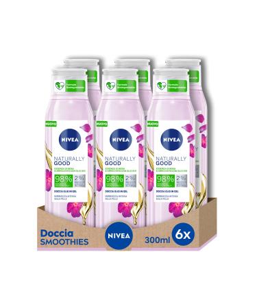 Nivea Naturally Good Essence de Rose and Arricchie Shower Gel with Organic Oil Biodegradable Formula 6 Pieces of 300 ml