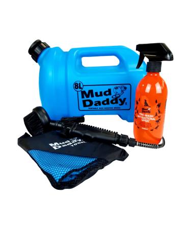 Mud Daddy - Starter Bundle 8L Blue Portable Pet Washing Device 500 ml Prewash Anti Bacterial Spray and Blue Micro Fibre Towel Pet Grooming Perfect for Dogs Horses and Small Animals