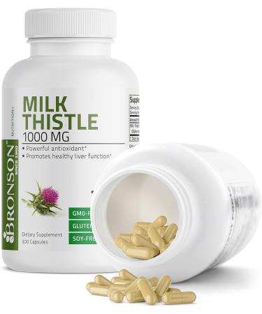 Bronson Milk Thistle 1000mg Capsules - Liver Health & Antioxidant Support - Non-GMO - 120ct (1 Pack) - Buy Online on GoSupps.com