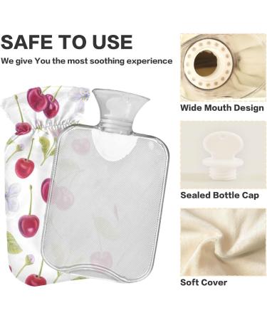 Naanle 2L Large Transparent Hot Water Bottle - Cherries & Flowers Design for Pain Relief & Warmth | Perfect for Bed & Foot Therapy - Buy Online on GoSupps.com
