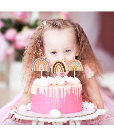 48 Pieces Boho Rainbow Cake Topper Boho Cupcake Topper Bohemian Theme Rainbow Cupcake Toppers for Girls Baby Shower Birthday Boho Rainbow Party Decoration Supplies - Buy Online on GoSupps.com