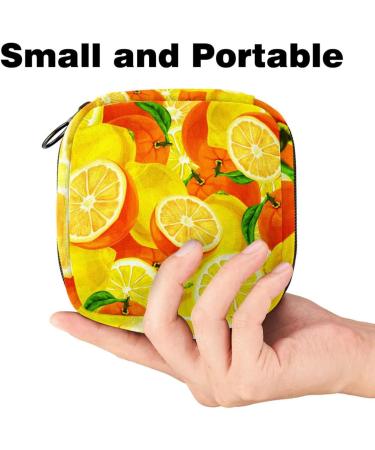 Stylish Portable Storage Bags for Women's Bandages & Menstrual Products | Yellow Lemon & Orange Design - Buy Online on GoSupps.com