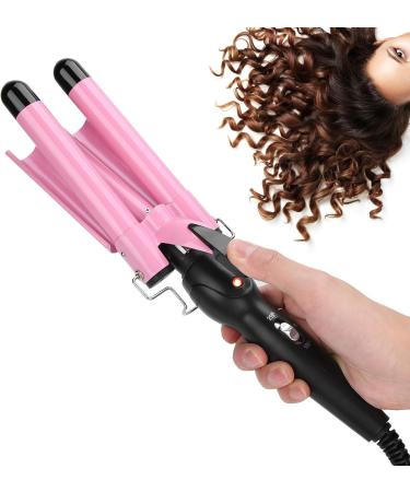 3 Barrel Hair Waver Adjustable Temperature Hair Crimper Heats up Quickly Crimping Iron for Hair Compatiable for All Hairstyles (Pink 28mm) - Buy Online on GoSupps.com