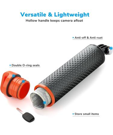 Sametop Floating Hand Grip for GoPro & DJI Osmo Action - Waterproof Handle for Hero 11/10/9/8/7/6/5/4, Session, Fusion, Max - Orange - Buy Online on GoSupps.com