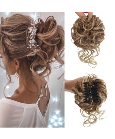 Claw Messy Bun Hair Pieces Clip Wavy Curly Hair Chignon Clip in Hairpieces Tousled Updo Donut Hair Bun Synthetic Hair Ponytail for Women Girls 12H24