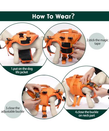 Kuoser Adjustable Ripstop Dog Lifeguard Vest for Small & Large Dogs - High Floating Capacity Pet Swimming Suits in XL Orange - Buy Online on GoSupps.com