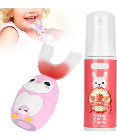 Kids Electric Toothbrush with U-Shaped Silicone Brush Head & 60ml Toothpaste - Pink | IPX7 Waterproof - Buy Online on GoSupps.com