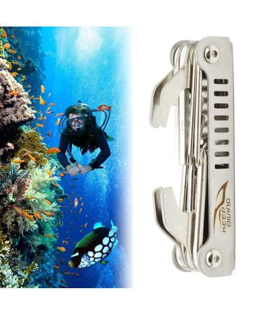 GEZICHTA Diving Repair Multi Tool,13 in 1 Professional Stainless Steel Folding Scuba Toolpack Repair Multi Tool Diver Tool Kit for Diving Snorkeling Silver
