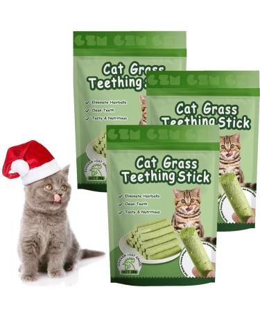 Kittygreen Sticks Kittygreen Cat Grass Teething Stick Cat Grass Chew Sticks for Hairball Removal and Cat Teeth Cleaning Natural Cat Grass Sticks Promotes Digestive & Increases Appetite (18PCS)